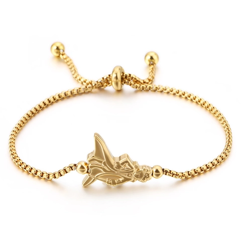 Bracciale Regolabile In Acciaio Inossidabile Donna Catena Box Chiusura Scorrevole Ciondolo Minimalista Gioielli