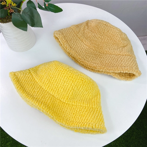 Cappello Alla Pescatora In Lana Di Agnello Donna Inverno Caldo Spesso Peluche Stile Giapponese Coreano Regolabile