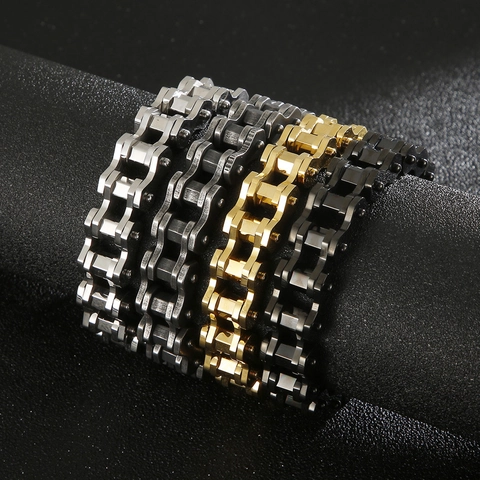 Bracciale Catena Motocicletta Uomo Acciaio Inossidabile Stile Biker Industriale Rock Punk Gioielli Heavy Metal Accessorio