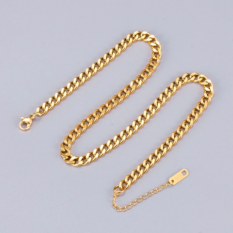 Gold Cuban Link Necklace 316L Stainless Steel Thick Wide Chain Adjustable Clavicle Hip Hop Punk Jewelry