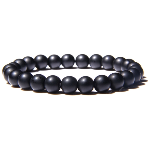 Bracciale di Perline in Pietra d'Agata Naturale per Donna Uomo Bracciale Stretch Energia Pietra Preziosa Rotonda Artigianale Gioielli Regalo