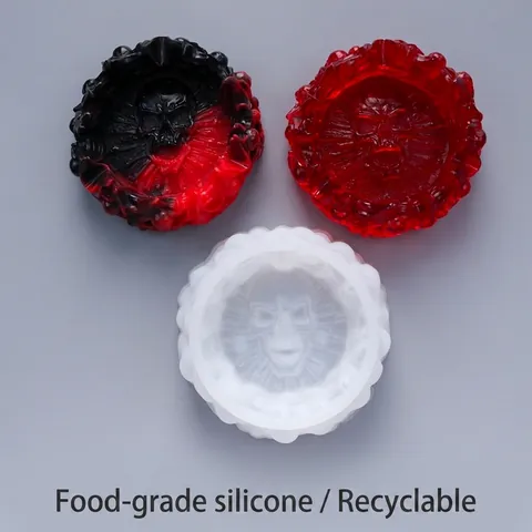 Schädel Kopf Aschenbecher Silikonform DIY Kristall Harz Tropfkleber Spiegeloberfläche Handgefertigt Gotische Deko