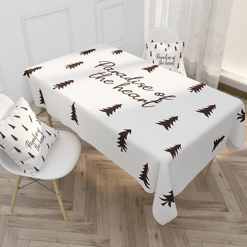 Nappe Scandinave Imperméable Rectangulaire Polyester Lin Nappe Imprimée Numérique Motif Lettre Dessin Animé Noël Déco
