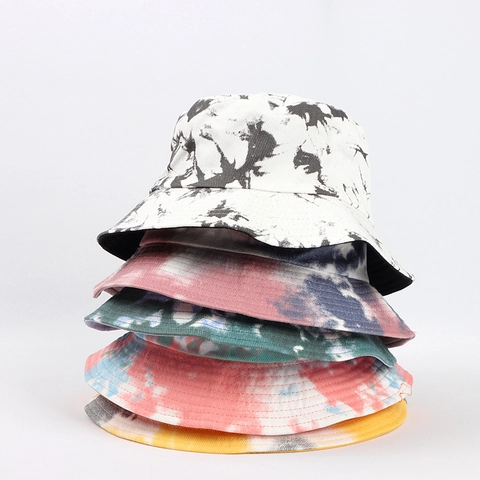 Tie Dye Reversible Bucket Hat Cotton Polyester Sun Protection Breathable Fashion Outdoor Basin Hat For Men Women