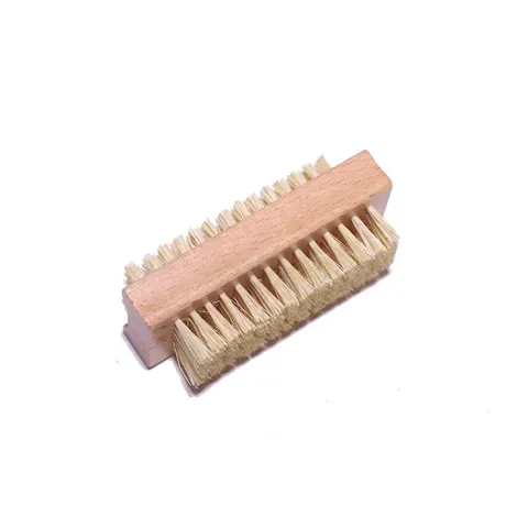 Double Sided Nail Cleaning Brush Natural Boar Bristle Sisal Beech Wood Bamboo Handle With Cotton Rope For Hand Manicure
