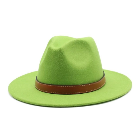 Classic Wool Felt Fedora Hat Wide Brim Jazz Cap With Leather Band Contrast Stitching Unisex Fashion British Style
