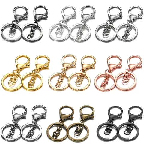 Metal Lobster Clasp Keychain Ring DIY Jewelry Findings Electroplated Iron Key Ring Holder For Bag Accessories Gift Men Women