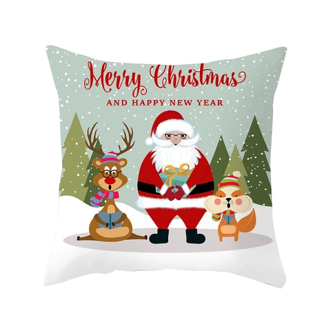 Fodera Per Cuscino Natalizio Pelle Di Pesca Poliestere Babbo Natale Pupazzo Di Neve Renna Federa Decorativa Per Casa