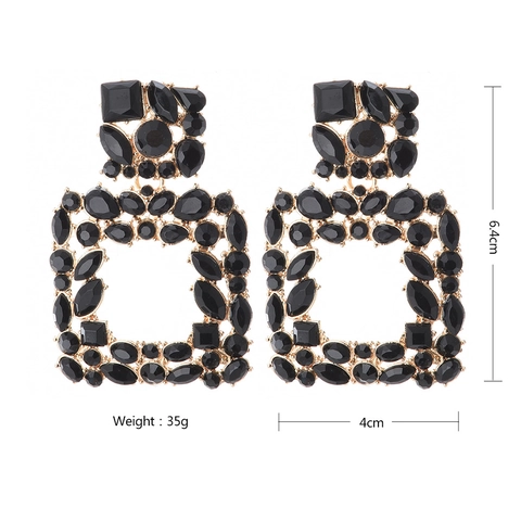 Geometrische Quadratische Statement-Ohrringe Legierung Strass Mit Edelstahl-Ohrstecker