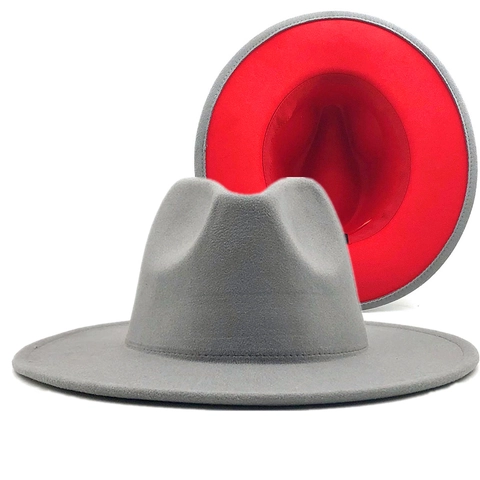 Cappello Fedora In Lana Bicolore Tesa Larga Jazz Cap Unisex Elegante Bordo Piatto Accessori Di Moda