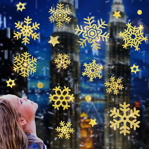 Christmas Snowflake Window Clings Static PVC Sticker No Glue Reusable Winter Holiday Glass Decals Home Office Decor