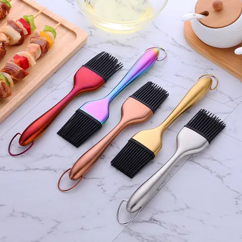 Pennello Per Imburrare In Silicone Resistente Al Calore Manico In Acciaio Inossidabile Testina Rimovibile Per Barbecue Cucina