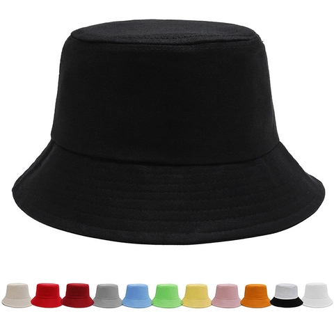 Unisex Cotton Twill Bucket Hat Wide Brim Sun Protection Foldable Fisherman Cap Solid Color Summer Outdoor Travel Beach Chic