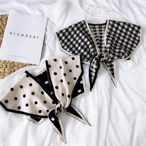 Gebreide Valse Kraag Sjaal Voor Dames Bloemen Polka Dot Luipaard Hart Patroon Vintage Nekwarmer Schouderwikkel Accessoire