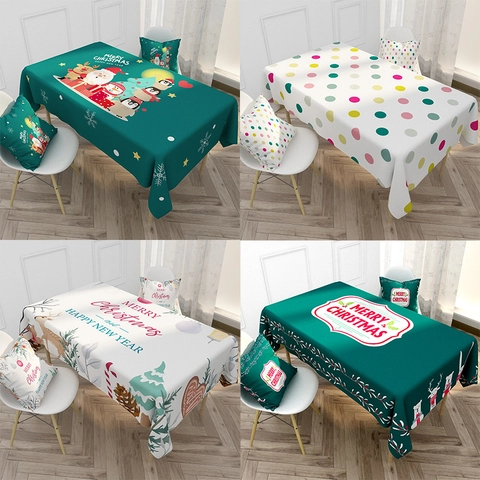 Nappe Scandinave Imperméable Rectangulaire Polyester Lin Nappe Imprimée Numérique Motif Lettre Dessin Animé Noël Déco