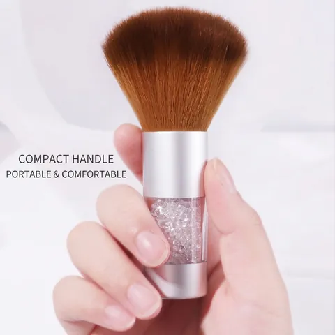 Nail Art Dust Brush Acrylic Handle Rhinestone Cleaning Makeup Powder Brush Soft Colorful Fiber Bristles Salon Manicure