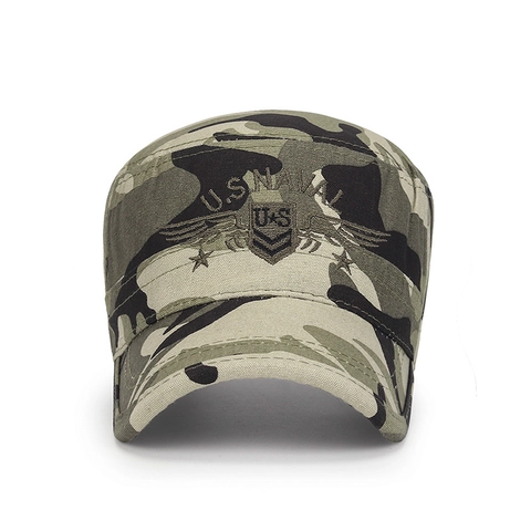 Cappello Militare Da Uomo Cadet Cotone Camouflage Berretto Piatto Regolabile Protezione Solare Ricamo US Naval