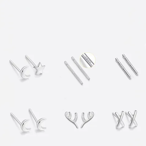 Orecchini A Lobo In Argento Sterling S999 Minimalisti Geometrici Stella Luna Cuore Farfalla Gioielli Ipoallergenici