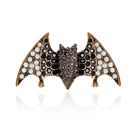 Bat Brooch Pin Alloy Rhinestone Sparkling Animal Gothic Vintage Halloween Jewelry For Men Women Suit Scarf Buckle