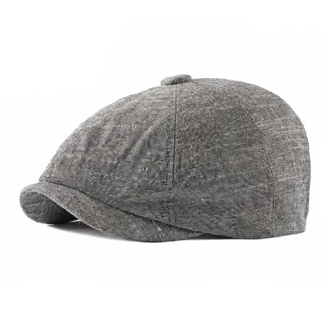 Vintage Schirmmütze Baumwolle Leinen Atmungsaktiv Octagonal Baskenmütze Retro Maler Baker Boy Stil Verstellbar Für Herren Damen