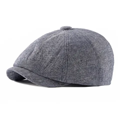 Vintage Schirmmütze Baumwolle Leinen Atmungsaktiv Octagonal Baskenmütze Retro Maler Baker Boy Stil Verstellbar Für Herren Damen