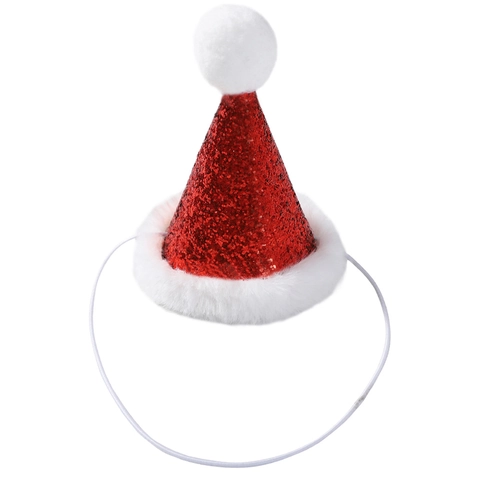 Pet Christmas Hat Shiny Sequin Cone Mini Cap For Dogs And Cats Festival Party Costume Accessory With Adjustable Elastic Cord