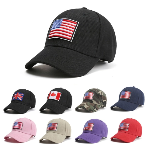 Honkbalpet Katoenmix Nationale Vlag Patch Geborduurd USA UK Canada Zonbescherming Casual Hoed Unisex