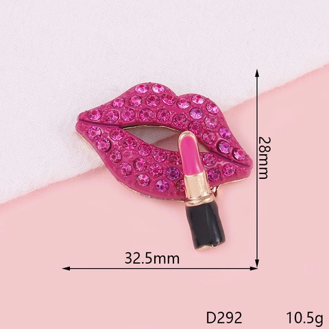 Lipstick Lips Charms For DIY Jewelry Making Alloy Rhinestone Enamel Makeup Theme Craft Accessory For Phone Case Keychain