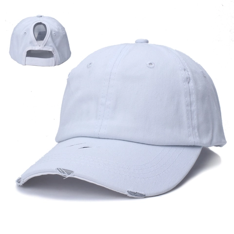 Casquette De Baseball Queue De Cheval Pour Femmes Coton Ajustable Chignon Haut Chapeau Soleil Sport Rétro Casual Dad Hat