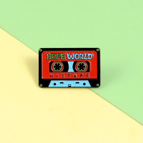 Vintage Ρετρό Κασέτα Σμάλτο Καρφίτσα Μουσικό Θέμα Hope World Κράμα Σήμα Κοσμήματα Για Σακίδιο Πλάτης Αξεσουάρ Ρούχων