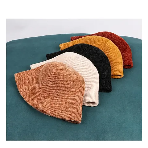 Women's Winter Warm Chenille Knit Bucket Hat Soft Ribbed Solid Color Casual Cloche Hat For Outdoor Travel Fashion Warm Hat