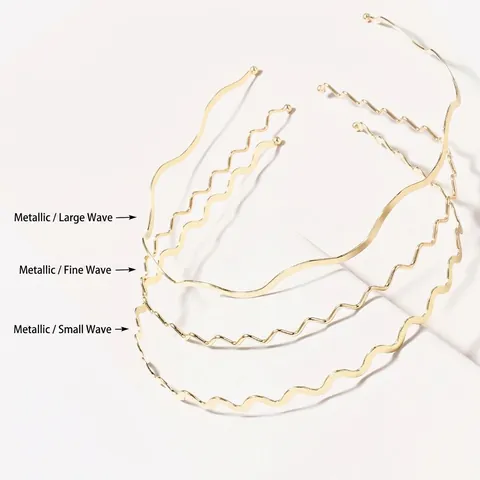 Cerchietto In Metallo Ondulato Zigzag Antiscivolo Fascia Per Capelli Minimalista Elastica Per Donna