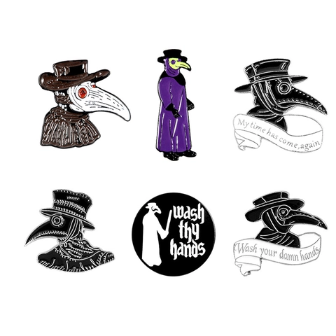 Gothic Plague Doctor Enamel Pin Alloy Bird Mask Brooch Medieval Punk Jewelry Badge For Clothes Backpack Halloween Gift For Women Men