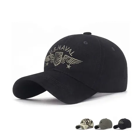Baseball Cap Cotton U.S. NAVAL Embroidery Military Style Adjustable Outdoor Sun Protection For Men Women