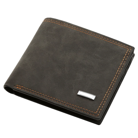 Portafoglio Bifold Uomo Retrò Pelle Sintetica Opaca Cuciture A Contrasto Molteplici Slot Per Carte Scomparto Con Cerniera