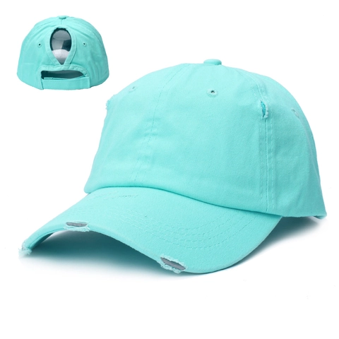 Casquette De Baseball Queue De Cheval Pour Femmes Coton Ajustable Chignon Haut Chapeau Soleil Sport Rétro Casual Dad Hat