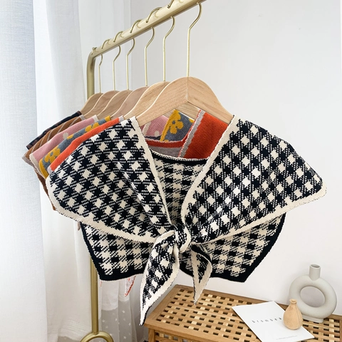 Gebreide Valse Kraag Sjaal Voor Dames Bloemen Polka Dot Luipaard Hart Patroon Vintage Nekwarmer Schouderwikkel Accessoire