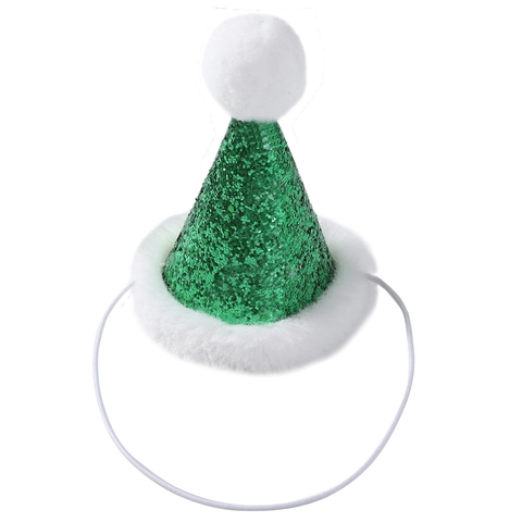 Pet Christmas Hat Shiny Sequin Cone Mini Cap For Dogs And Cats Festival Party Costume Accessory With Adjustable Elastic Cord