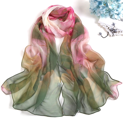 Women Lightweight Chiffon Scarf Long Sun Protection Beach Wrap With Floral Lotus Paisley Leopard Prints Elegant Shawl