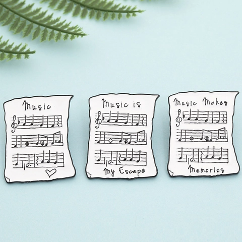 Broche De Esmalte Con Partitura Musical Aleación Notas Musicales Letras Insignia Artística Accesorio Para Amantes De Música