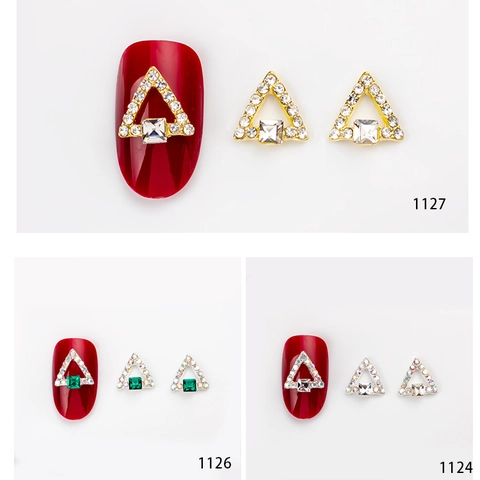 3D Triangle Hollow Nail Art Alloy Decorations Square Rhinestone Crystal Glitter Charms Luxury Manicure Accessories