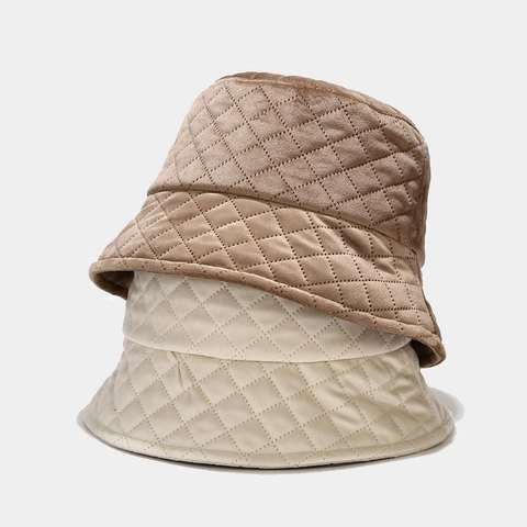 Cappello Da Pescatore Trapuntato Inverno Caldo Cotone Velluto Bacino Testa Piatta Retro Antivento Parasole Donne Chic Versatile