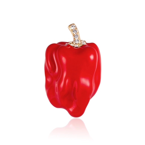 Creatieve Rode Paprika Broche Voor Vrouwen Legering Emaille Groente Broche Pin Met Strass Mode Sieraden Accessoires Cadeau
