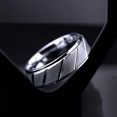 Minimalistischer 316L Edelstahl Ring Mattiert Für Herren Damen Schrägstreifen Poliertes Band Unisex Modeschmuck Geschenk