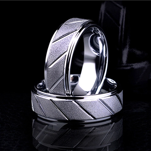Minimalistischer 316L Edelstahl Ring Mattiert Für Herren Damen Schrägstreifen Poliertes Band Unisex Modeschmuck Geschenk