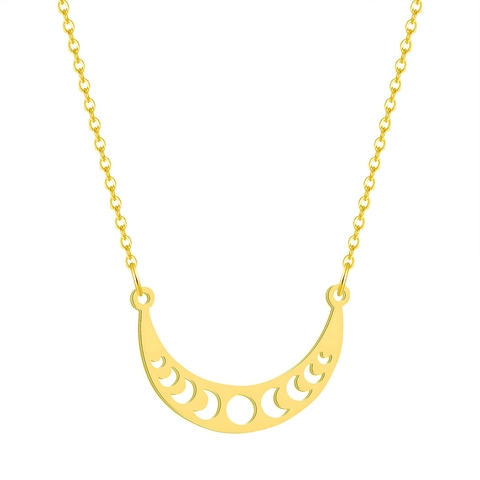 Collana Con Ciondolo A Mezzaluna Fase Lunare Acciaio Inossidabile Cavo Celestiale Minimalista Gioielli Per Donne Uomini