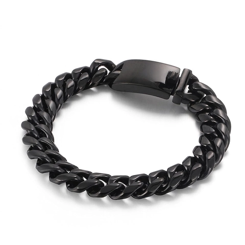 Pulsera De Cadena Cubana Para Hombre De Acero Inoxidable Pulido Hip Hop Punk Streetwear Joyería Accesorio