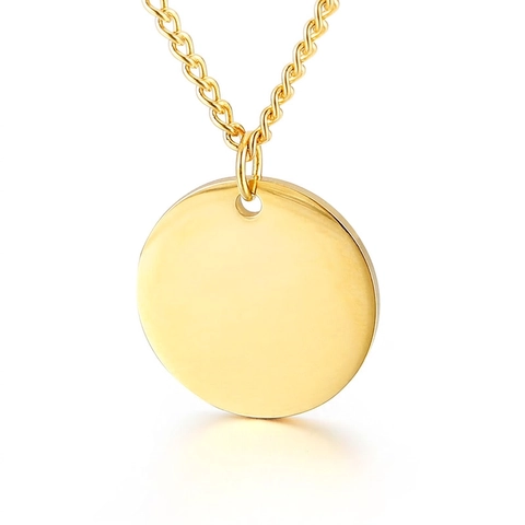Minimalist Round Disk Pendant Necklace 316L Stainless Steel Mirror Polished High Shine Simple Jewelry For Men Women