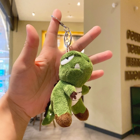Cute Green Dinosaur Plush Keychain Cartoon Doll Bag Pendant Soft Stuffed Animal Toy Backpack Charm For Kids