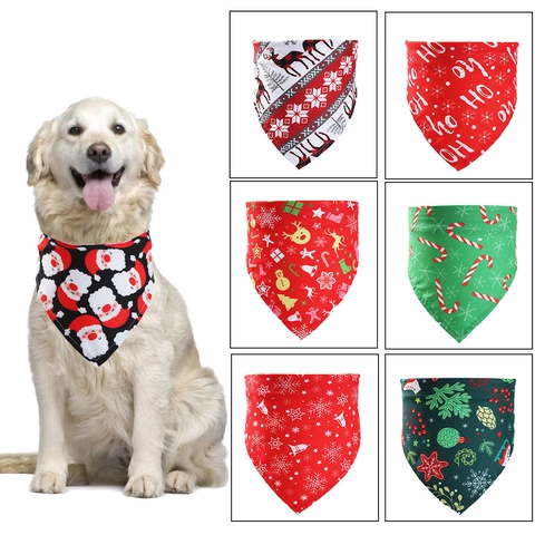 Weihnachten Haustier Halstuch Polyester Dreieckstuch Weihnachtsmann Rentier Schneeflocken Muster Feiertagsdeko Für Hunde Katzen